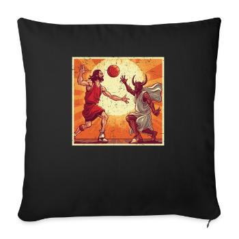 Basketball And Jesus Christ Christian Believer - Sofa pillowcase 17,3'' x 17,3'' (45 x 45 cm) - black - Front