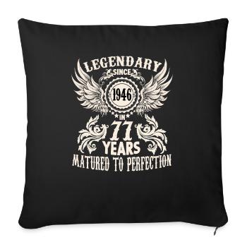 Chemise d’anniversaire vintage 77 ans anniversaire rétro - Housse de coussin décorative 45 x 45 cm - noir - Devant