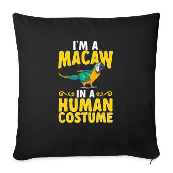 Yellow-breasted Macaw Parrot Blue And Yellow Macaw - Sofa pillowcase 17,3'' x 17,3'' (45 x 45 cm) - black - Front