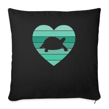 Tortoise Lover Vintage Heart Turtle Retro Reptile - Sofa pillowcase 17,3'' x 17,3'' (45 x 45 cm) - black - Front