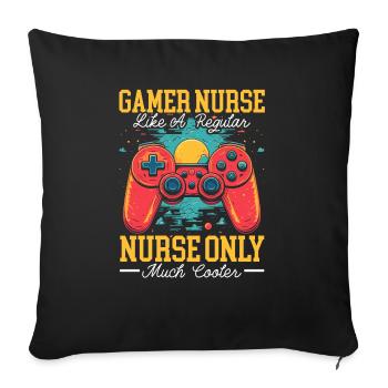 Gamer Nurse Video Game Player Gaming Nursing - Sofa pillowcase 17,3'' x 17,3'' (45 x 45 cm) - black - Front