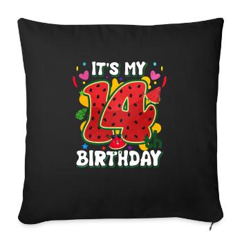 14th Birthday Watermelon Summer Gift - Sofa pillowcase 17,3'' x 17,3'' (45 x 45 cm) - black - Front