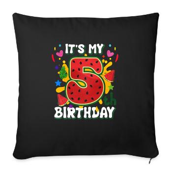 5th Birthday Watermelon Summer Gift - Sofa pillowcase 17,3'' x 17,3'' (45 x 45 cm) - black - Front