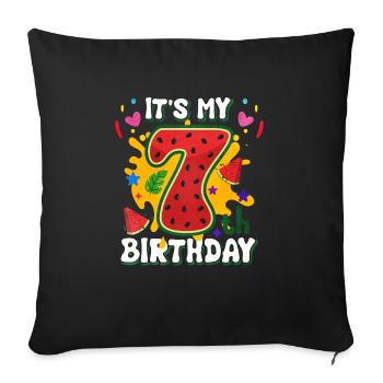7th Birthday Watermelon Summer Gift - Sofa pillowcase 17,3'' x 17,3'' (45 x 45 cm) - black - Front