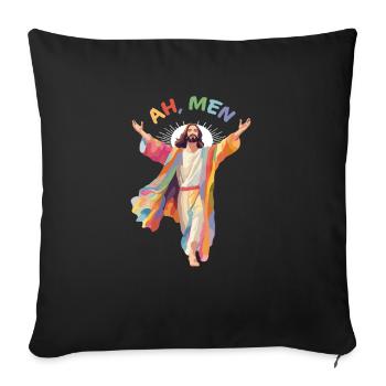 Ah Men LGBTQ Gay Pride Jesus Rainbow Flag - Sofa pillowcase 17,3'' x 17,3'' (45 x 45 cm) - black - Front