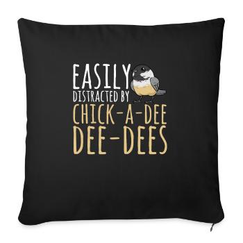Bird Chickadee Bird Watching - Sofa pillowcase 17,3'' x 17,3'' (45 x 45 cm) - black - Front