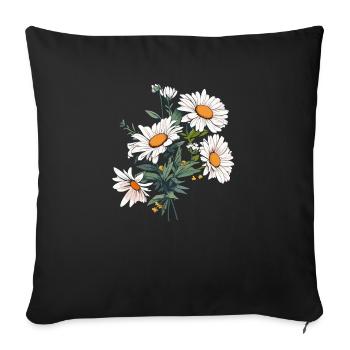 Daisy Lover Flowers Vintage Novelty Bouquet Floral - Sofa pillowcase 17,3'' x 17,3'' (45 x 45 cm) - black - Front