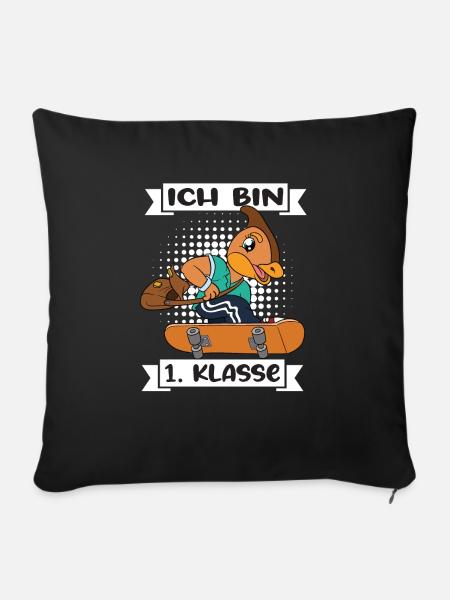 Ich Bin 1 Klasse Einschulung Schulanfang - Sofakissenbezug 45 x 45 cm - Schwarz