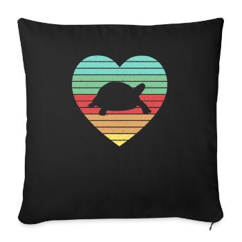 Retro Tortoise Vintage Heart Turtle Reptile - Sofa pillowcase 17,3'' x 17,3'' (45 x 45 cm) - black - Front