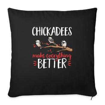 Bird Chickadee Bird Watching - Sofa pillowcase 17,3'' x 17,3'' (45 x 45 cm) - black - Front