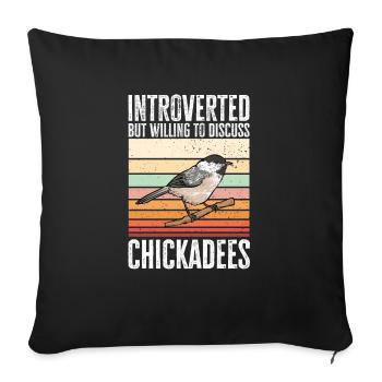 Bird Chickadee Bird Watching - Sofa pillowcase 17,3'' x 17,3'' (45 x 45 cm) - black - Front