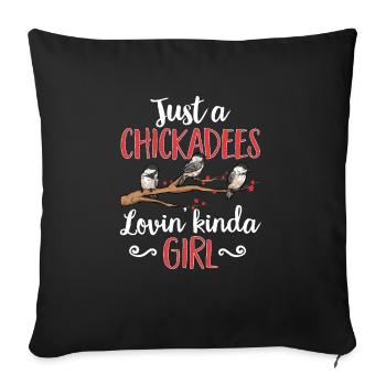 Bird Chickadee Bird Watching - Sofa pillowcase 17,3'' x 17,3'' (45 x 45 cm) - black - Front