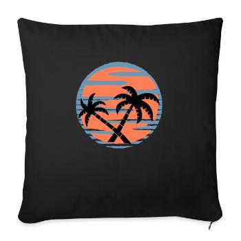 Palm Trees Sunset Sea - Summer - Sofa pillowcase 17,3'' x 17,3'' (45 x 45 cm) - black - Front