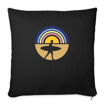 Surfer sunset by the sea - summer - Sofa pillowcase 17,3'' x 17,3'' (45 x 45 cm) - black - Front