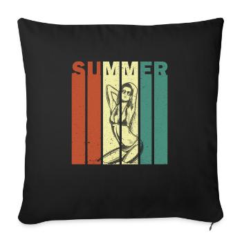 Fille d’été - Housse de coussin décorative 45 x 45 cm - noir - Devant