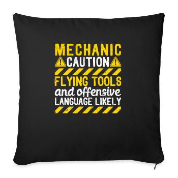 Mechanic Warning Flying Tools Insulting - Sofa pillowcase 17,3'' x 17,3'' (45 x 45 cm) - black - Front