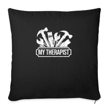 Mon thérapeute Mécanicien Réparateur Réparation - Housse de coussin décorative 45 x 45 cm - noir - Devant