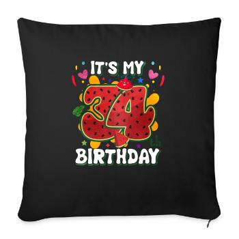 34th Birthday Watermelon - Sofa pillowcase 17,3'' x 17,3'' (45 x 45 cm) - black - Front