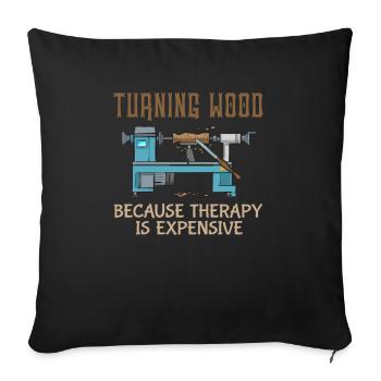 Tour à bois tournante - Housse de coussin décorative 45 x 45 cm - noir - Devant