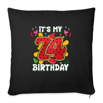 74th Birthday Watermelon - Sofa pillowcase 17,3'' x 17,3'' (45 x 45 cm) - black - Front