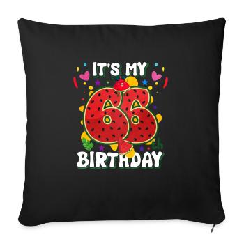 66th Birthday Watermelon - Sofa pillowcase 17,3'' x 17,3'' (45 x 45 cm) - black - Front