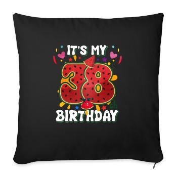 38th Birthday Watermelon - Sofa pillowcase 17,3'' x 17,3'' (45 x 45 cm) - black - Front