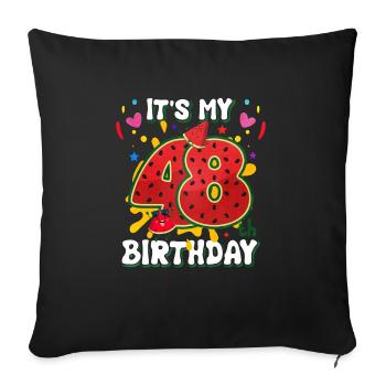 48th Birthday Watermelon - Sofa pillowcase 17,3'' x 17,3'' (45 x 45 cm) - black - Front