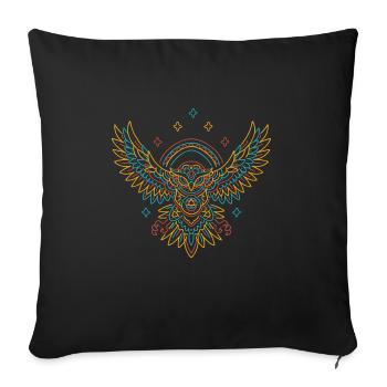 Mandala owl neon - Sofa pillowcase 17,3'' x 17,3'' (45 x 45 cm) - black - Front