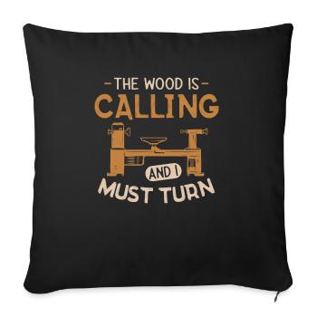 Tour à bois tournante - Housse de coussin décorative 45 x 45 cm - noir - Devant