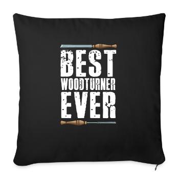 Tour à bois tournante - Housse de coussin décorative 45 x 45 cm - noir - Devant