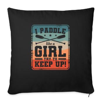 Je rame comme une fille pour essayer de suivre le bateau dragon - Housse de coussin décorative 45 x 45 cm - noir - Devant