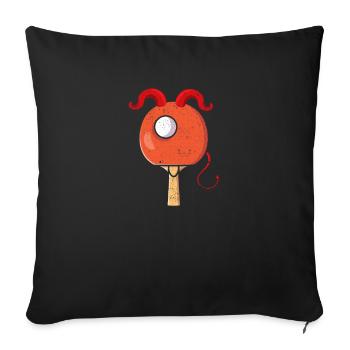 Ping Pong Devil Paddle Red Horns Drôle - Housse de coussin décorative 45 x 45 cm - noir - Devant