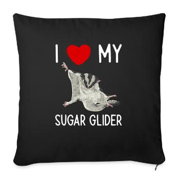 Short-headed glider Sugar Glider - Sofa pillowcase 17,3'' x 17,3'' (45 x 45 cm) - black - Front