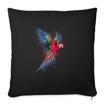 Perroquet avec des gouttes de couleur - Housse de coussin décorative 45 x 45 cm - noir - Devant
