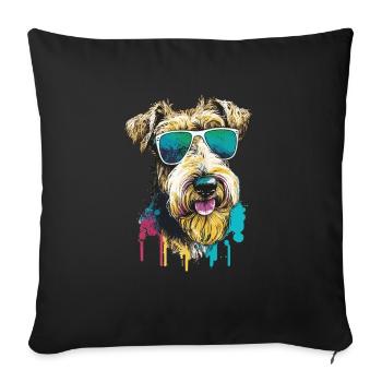 Lunettes de soleil Airedale Terrier Welsh Terrier - Housse de coussin décorative 45 x 45 cm - noir - Devant