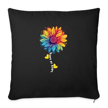 Rainbow Sunflower Love LGBT Gay Lesbian Pride Pun - Sofa pillowcase 17,3'' x 17,3'' (45 x 45 cm) - black - Front