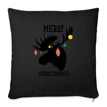 Merry Christmoose Christmas Moose Deer X-Mas - Sofa pillowcase 17,3'' x 17,3'' (45 x 45 cm) - black - Front