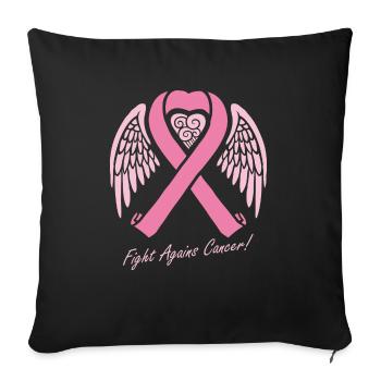 Lutte contre le cancer du sein - Housse de coussin décorative 45 x 45 cm - noir - Devant