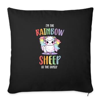 Rainbow Sheep LGBT Lesbian Gay Community Pride - Housse de coussin décorative 45 x 45 cm - noir - Devant
