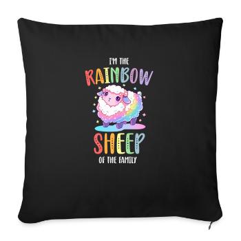 Rainbow Sheep LGBTQ Transgender Pride Community - Housse de coussin décorative 45 x 45 cm - noir - Devant