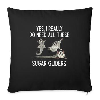 Short-headed glider Sugar Glider - Sofa pillowcase 17,3'' x 17,3'' (45 x 45 cm) - black - Front