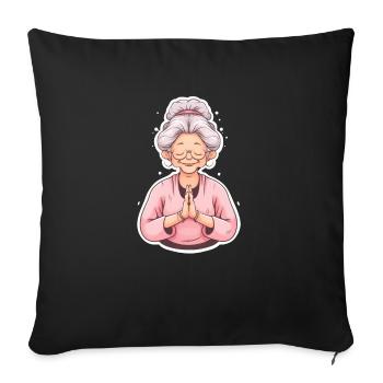 Yoga Grandma - Sofakissenbezug 45 x 45 cm - Schwarz - Vorne