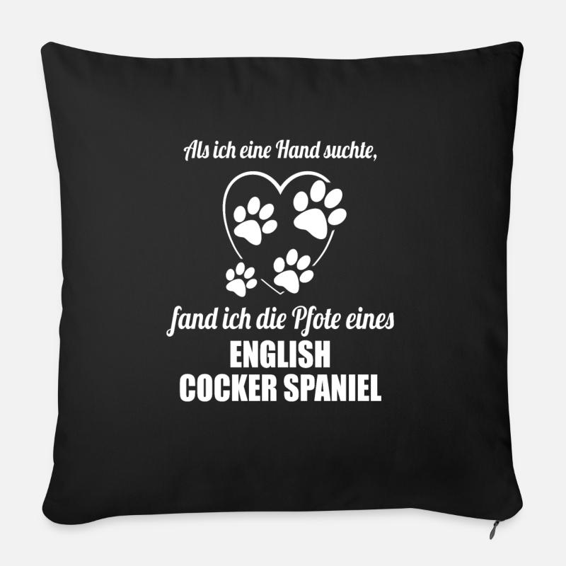 Hand & Pfote - Spruch - English Cocker Spaniel - Sofakissenbezug 45 x 45 cm - Schwarz