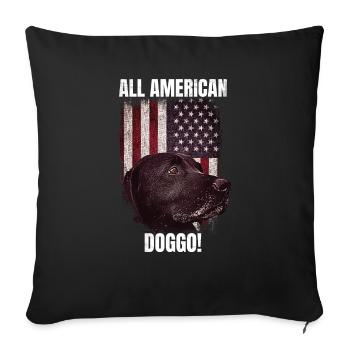 All American Doggo! USA Flag Patriotic 4th Of Jul - Sofa pillowcase 17,3'' x 17,3'' (45 x 45 cm) - black - Front