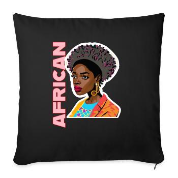 Black lady with African lettering - Sofa pillowcase 17,3'' x 17,3'' (45 x 45 cm) - black - Front