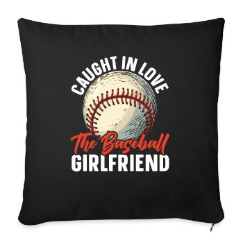 Baseball Girlfriend Sport Lover Baseball Fan - Housse de coussin décorative 45 x 45 cm - noir - Devant