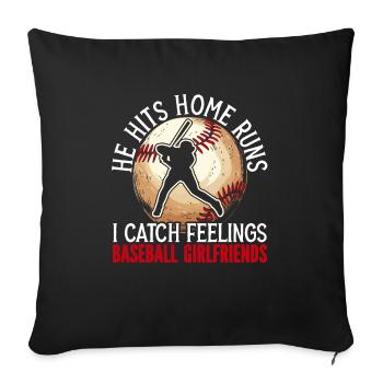 Baseball-Freundin Sportliebhaber Baseball-Fan - Sofakissenbezug 45 x 45 cm - Schwarz - Vorne