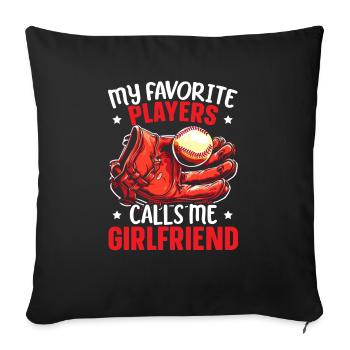 Baseball-Freundin Sportliebhaber Baseball-Fan - Sofakissenbezug 45 x 45 cm - Schwarz - Vorne
