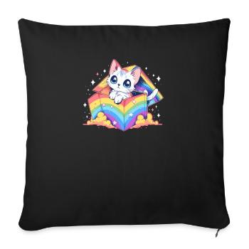 Cool Rainbow Cat Pride Transgender LGBT Community - Sofakissenbezug 45 x 45 cm - Schwarz - Vorne
