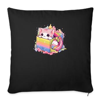 Cute Kitty Rainbow Pride LGBT Transgender Cat Pun - Sofa pillowcase 17,3'' x 17,3'' (45 x 45 cm) - black - Front